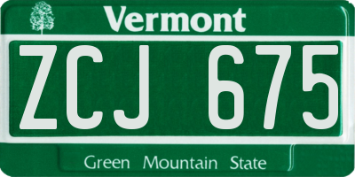 VT license plate ZCJ675