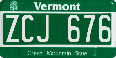 VT license plate ZCJ676
