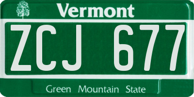 VT license plate ZCJ677
