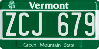VT license plate ZCJ679