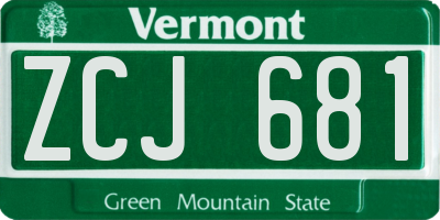 VT license plate ZCJ681