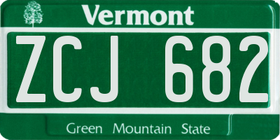 VT license plate ZCJ682