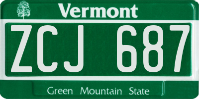 VT license plate ZCJ687