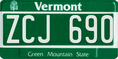 VT license plate ZCJ690