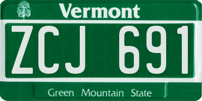 VT license plate ZCJ691