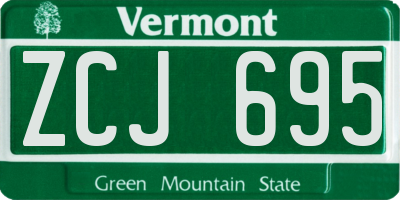 VT license plate ZCJ695