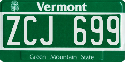 VT license plate ZCJ699