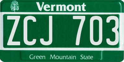 VT license plate ZCJ703