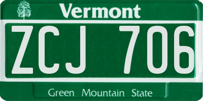 VT license plate ZCJ706