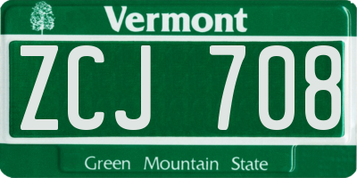 VT license plate ZCJ708