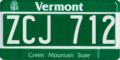 VT license plate ZCJ712