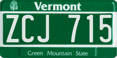 VT license plate ZCJ715