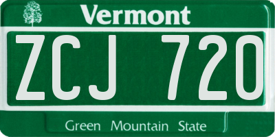 VT license plate ZCJ720