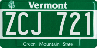 VT license plate ZCJ721