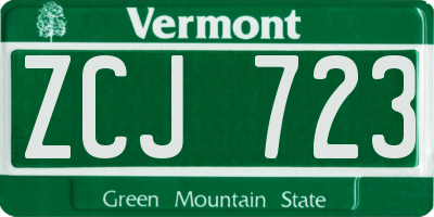 VT license plate ZCJ723