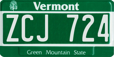 VT license plate ZCJ724