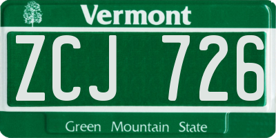 VT license plate ZCJ726