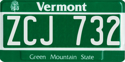 VT license plate ZCJ732