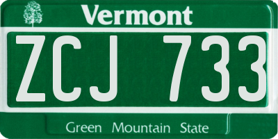 VT license plate ZCJ733