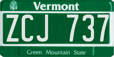 VT license plate ZCJ737