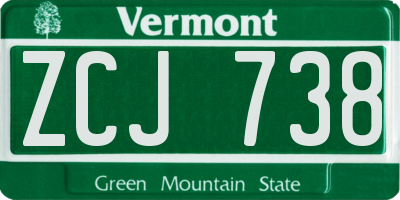 VT license plate ZCJ738