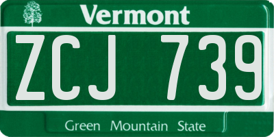 VT license plate ZCJ739