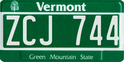 VT license plate ZCJ744