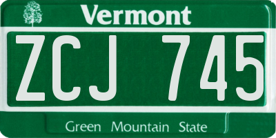 VT license plate ZCJ745