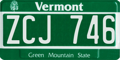 VT license plate ZCJ746