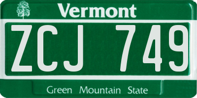 VT license plate ZCJ749