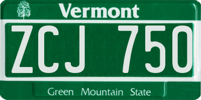 VT license plate ZCJ750