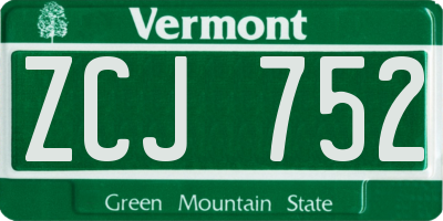 VT license plate ZCJ752