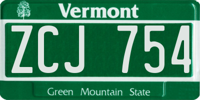 VT license plate ZCJ754