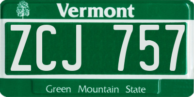 VT license plate ZCJ757