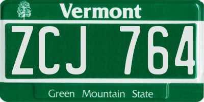 VT license plate ZCJ764