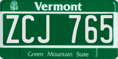 VT license plate ZCJ765