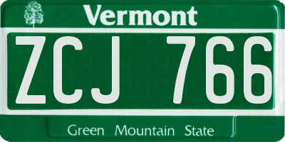 VT license plate ZCJ766
