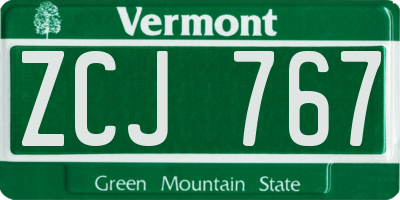 VT license plate ZCJ767