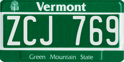 VT license plate ZCJ769