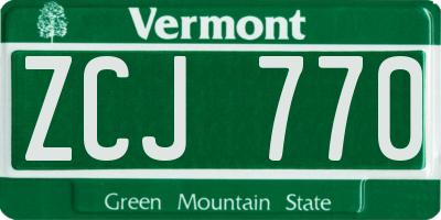 VT license plate ZCJ770