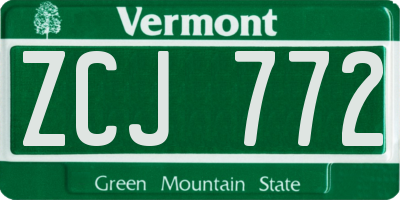 VT license plate ZCJ772