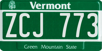 VT license plate ZCJ773