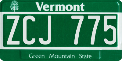 VT license plate ZCJ775