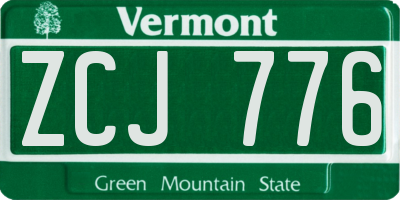 VT license plate ZCJ776