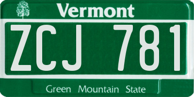 VT license plate ZCJ781