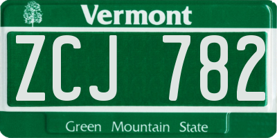 VT license plate ZCJ782