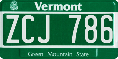 VT license plate ZCJ786