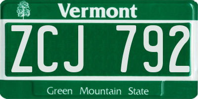 VT license plate ZCJ792