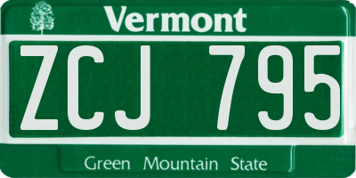 VT license plate ZCJ795