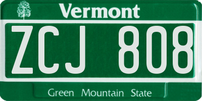 VT license plate ZCJ808